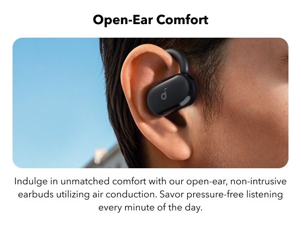 [ Special Deal ] soundcore V20i - Black, Open Ear Wireless Earbuds, clear calls, customised LED lights, immersive Audio exeperience delivers puncy bass and comfortable