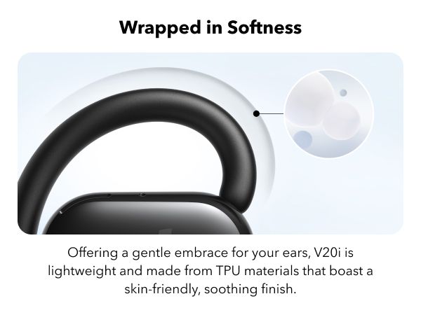 [ Special Deal ] soundcore V20i - Black, Open Ear Wireless Earbuds, clear calls, customised LED lights, immersive Audio exeperience delivers puncy bass and comfortable