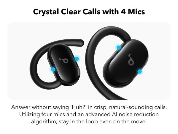 [ Special Deal ] soundcore V20i - Black, Open Ear Wireless Earbuds, clear calls, customised LED lights, immersive Audio exeperience delivers puncy bass and comfortable