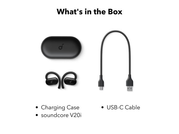 [ Special Deal ] soundcore V20i - Black, Open Ear Wireless Earbuds, clear calls, customised LED lights, immersive Audio exeperience delivers puncy bass and comfortable