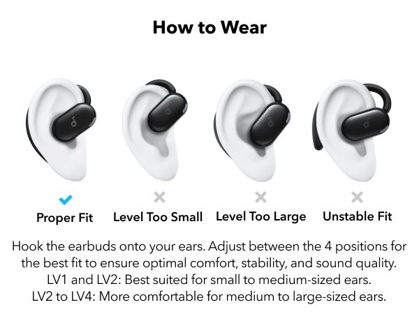 [ Special Deal ] soundcore V20i - Black, Open Ear Wireless Earbuds, clear calls, customised LED lights, immersive Audio exeperience delivers puncy bass and comfortable