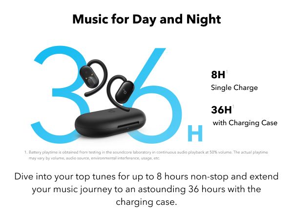 [ Special Deal ] soundcore V20i - Black, Open Ear Wireless Earbuds, clear calls, customised LED lights, immersive Audio exeperience delivers puncy bass and comfortable
