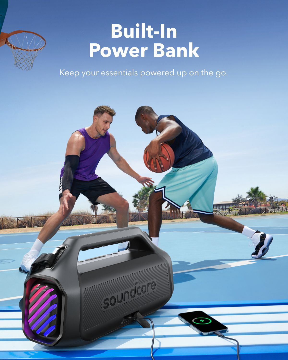 [ Special Deal ]  Soundcore Boom 2 Plus Black -Designed for Outdoor use and Parties, Offering Powerful Sound and a Light Show