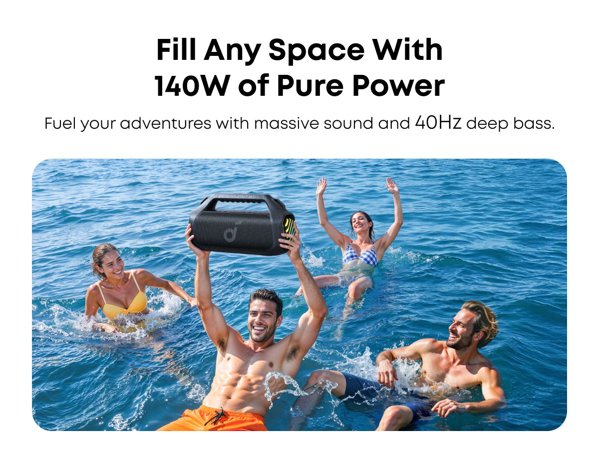 [ Special Deal ]  Soundcore Boom 2 Plus Black -Designed for Outdoor use and Parties, Offering Powerful Sound and a Light Show