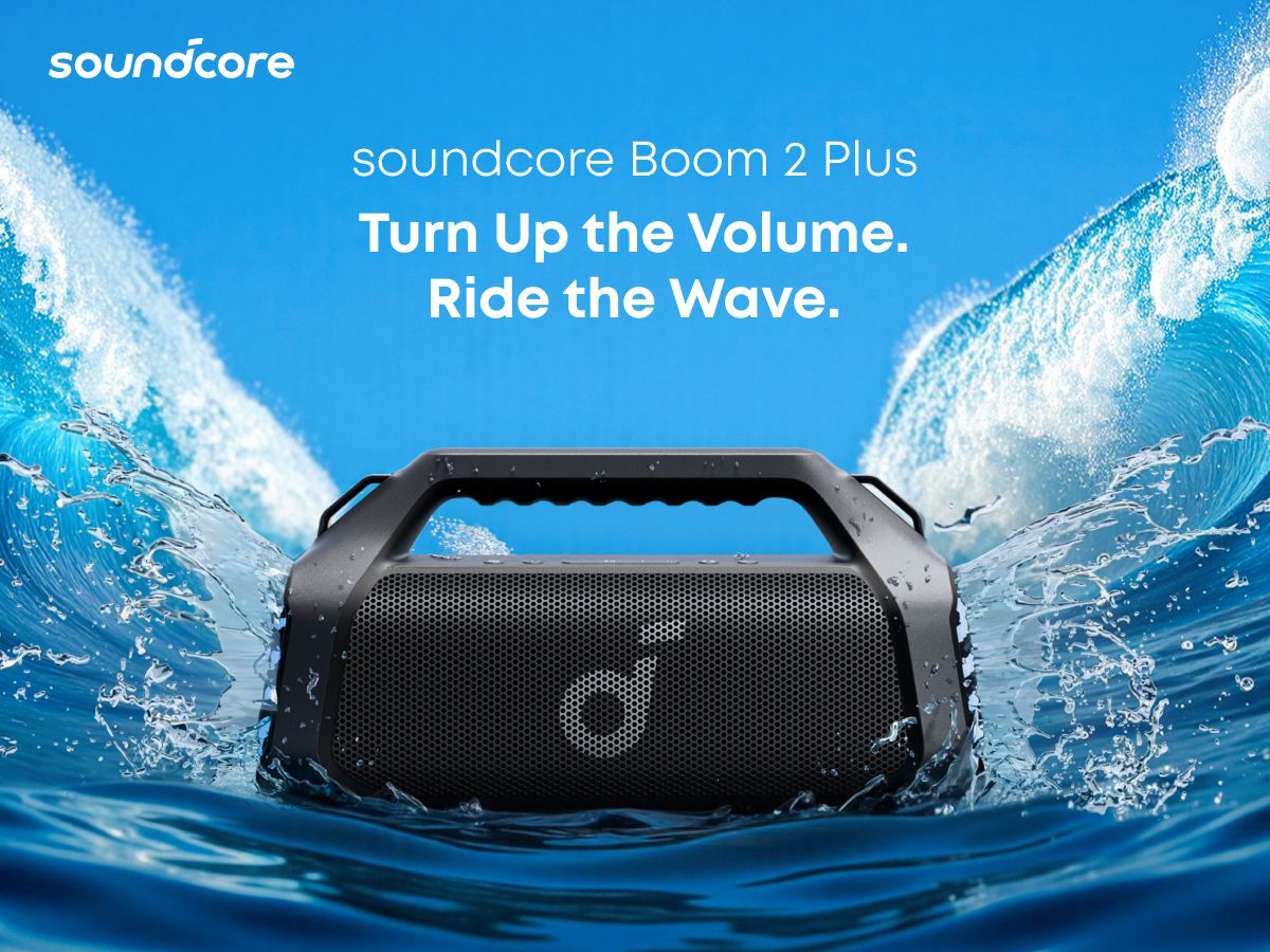 [ Special Deal ]  Soundcore Boom 2 Plus Black -Designed for Outdoor use and Parties, Offering Powerful Sound and a Light Show