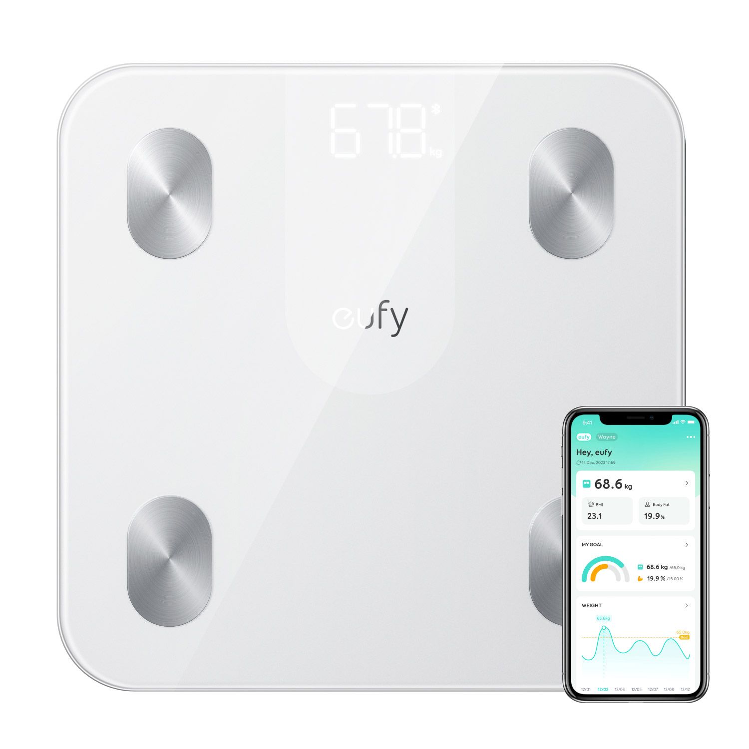 [Exclusive deal] eufy Smart Scale A1 - Weight Accuracy,12 Body Measurements,Bluetooth Connectivity