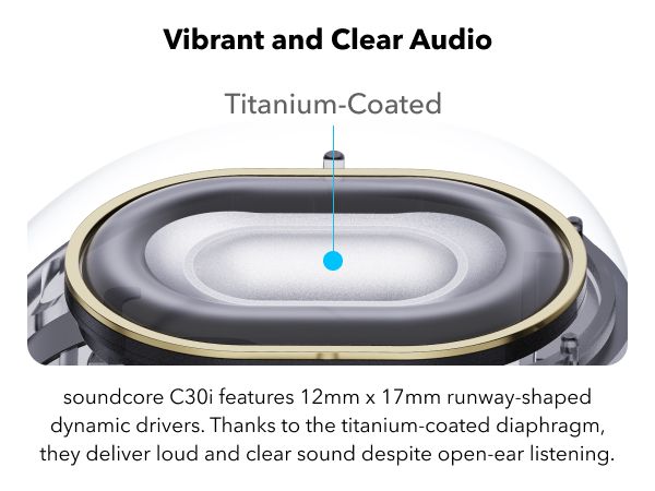【Anker Official】 soundcore C30i - Black – Open-Ear Clip Earbuds , Bluetooth 5.3, Noise Cancelling, 30H Playtime, Deep Bass, IPX5 Waterproof, Touch Control, Equipped with 12mm racetract drivers,