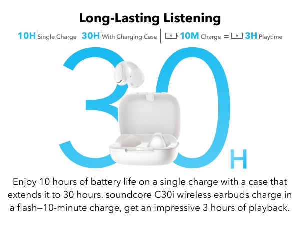 【Anker Official】 soundcore C30i - Black – Open-Ear Clip Earbuds , Bluetooth 5.3, Noise Cancelling, 30H Playtime, Deep Bass, IPX5 Waterproof, Touch Control, Equipped with 12mm racetract drivers,