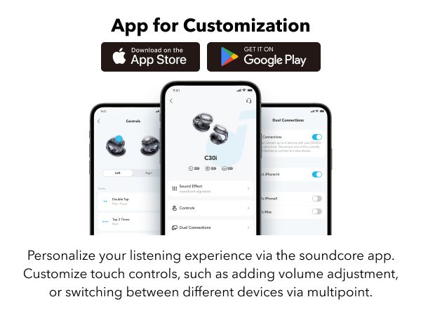 【Anker Official】 soundcore C30i - Black – Open-Ear Clip Earbuds , Bluetooth 5.3, Noise Cancelling, 30H Playtime, Deep Bass, IPX5 Waterproof, Touch Control, Equipped with 12mm racetract drivers,