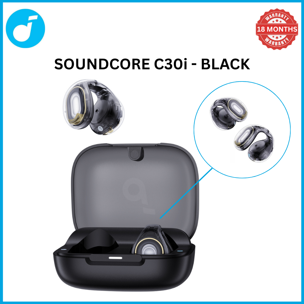 【Anker Official】 soundcore C30i - Black – Open-Ear Clip Earbuds , Bluetooth 5.3, Noise Cancelling, 30H Playtime, Deep Bass, IPX5 Waterproof, Touch Control, Equipped with 12mm racetract drivers,