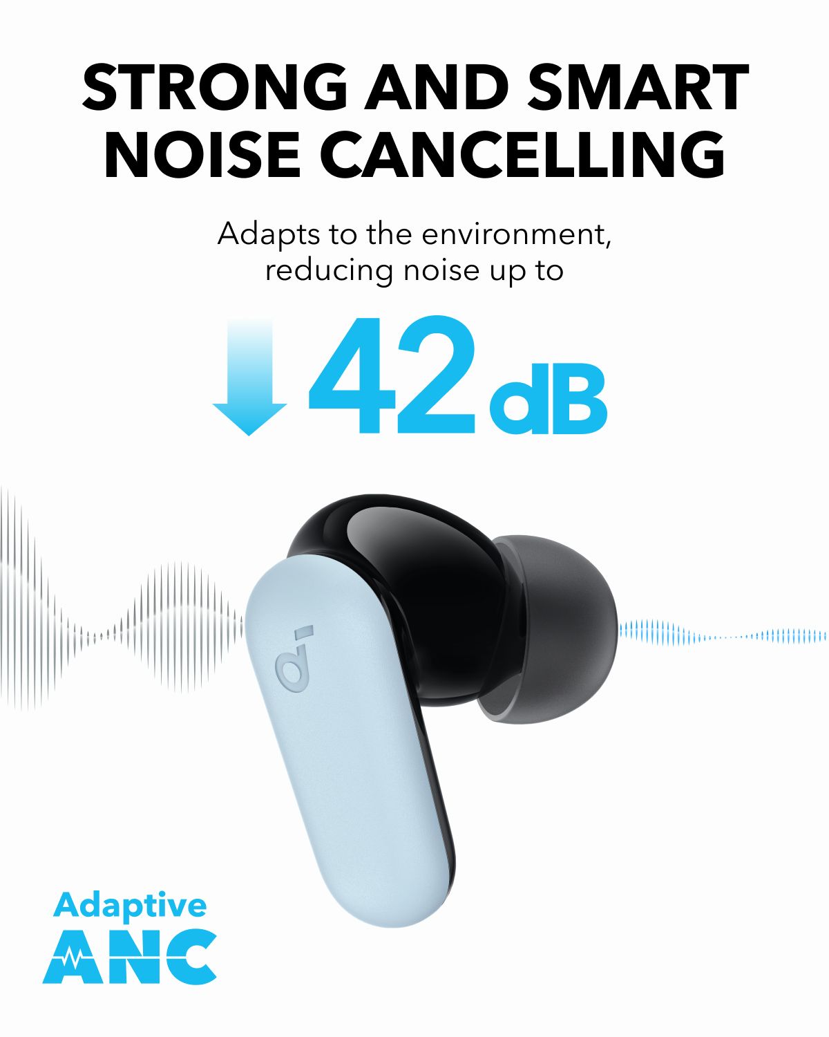 【Anker Official】 soundcore R50i NC - ,With 10mm Drivers , Deep Bass, Bluetooth 5.3, 45H Playtime, IP54-Sweatguard M waterproof, AI Clear Calls with 4 Mics, 22 Preset EQs via Ap