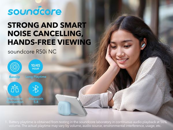 【Anker Official】 soundcore R50i NC - ,With 10mm Drivers , Deep Bass, Bluetooth 5.3, 45H Playtime, IP54-Sweatguard M waterproof, AI Clear Calls with 4 Mics, 22 Preset EQs via Ap