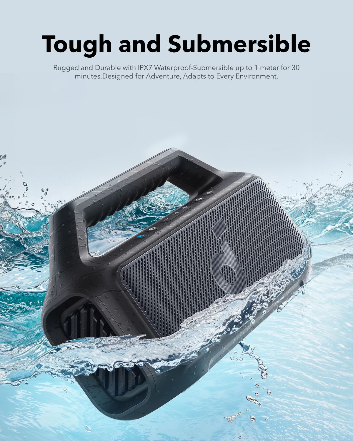 [ Special Deal ]  Soundcore Boom 2 SE | Portable Bluetooth Speaker - Black IPX7 Waterproof, 24-Hour Playtime, Wireless Stereo Pairing, 12W Stereo Sound, Bassup, Electronics for Home