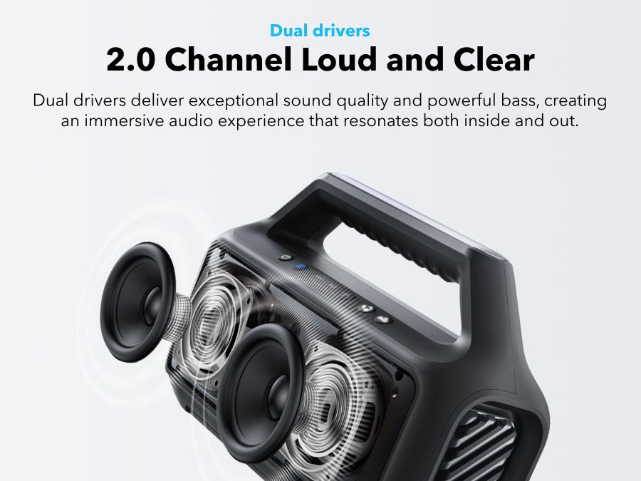 [ Special Deal ]  Soundcore Boom 2 SE | Portable Bluetooth Speaker - Black IPX7 Waterproof, 24-Hour Playtime, Wireless Stereo Pairing, 12W Stereo Sound, Bassup, Electronics for Home