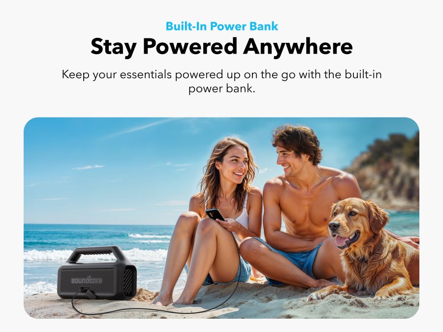 [ Special Deal ]  Soundcore Boom 2 SE | Portable Bluetooth Speaker - Black IPX7 Waterproof, 24-Hour Playtime, Wireless Stereo Pairing, 12W Stereo Sound, Bassup, Electronics for Home