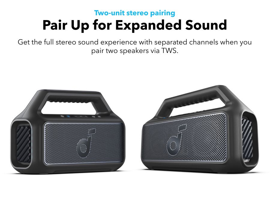 [ Special Deal ]  Soundcore Boom 2 SE | Portable Bluetooth Speaker - Black IPX7 Waterproof, 24-Hour Playtime, Wireless Stereo Pairing, 12W Stereo Sound, Bassup, Electronics for Home