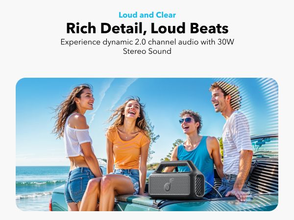 [ Special Deal ]  Soundcore Boom 2 SE | Portable Bluetooth Speaker - Black IPX7 Waterproof, 24-Hour Playtime, Wireless Stereo Pairing, 12W Stereo Sound, Bassup, Electronics for Home