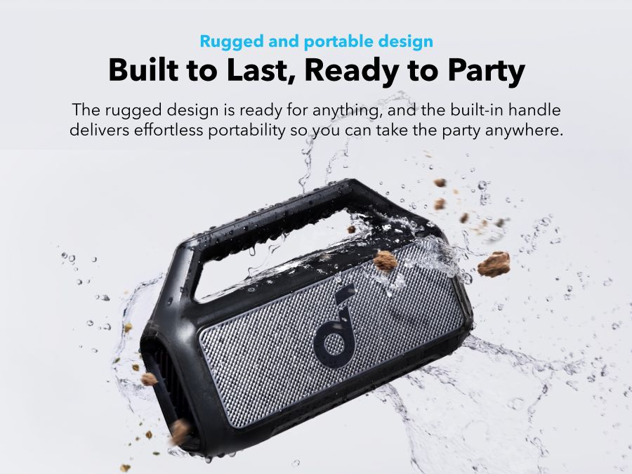 [ Special Deal ]  Soundcore Boom 2 SE | Portable Bluetooth Speaker - Black IPX7 Waterproof, 24-Hour Playtime, Wireless Stereo Pairing, 12W Stereo Sound, Bassup, Electronics for Home