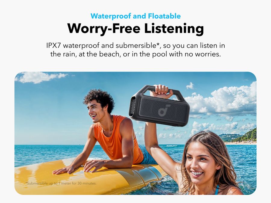 [ Special Deal ]  Soundcore Boom 2 SE | Portable Bluetooth Speaker - Black IPX7 Waterproof, 24-Hour Playtime, Wireless Stereo Pairing, 12W Stereo Sound, Bassup, Electronics for Home