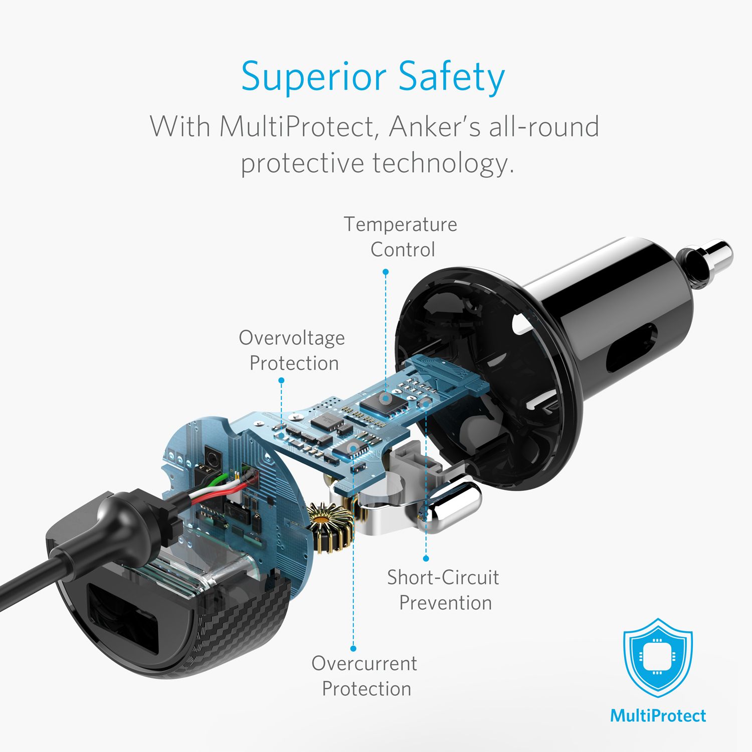 【Anker Official】 Anker PowerDrive 2 Elite 24W 2-Port Lightning Car Charger - Black