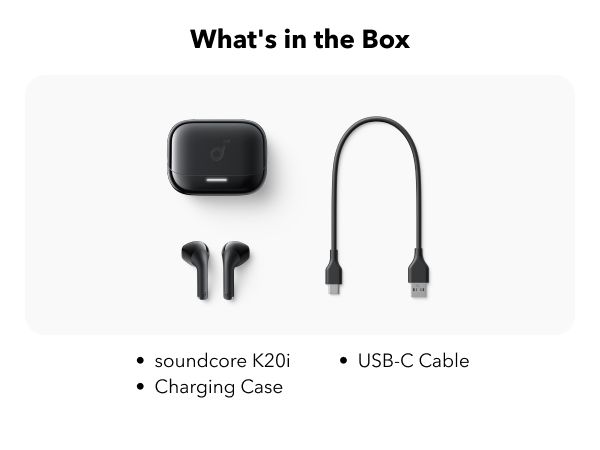 【Anker Official】 soundcore K20i - Black, Deep Bass, Touch Control, IPX5 Waterproof, Sports Earphones,