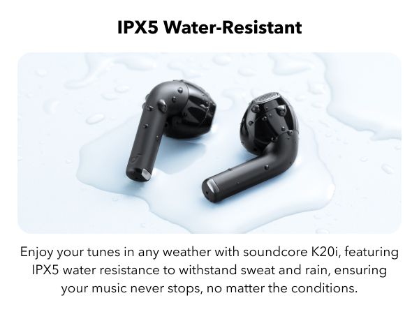 【Anker Official】 soundcore K20i - Black, Deep Bass, Touch Control, IPX5 Waterproof, Sports Earphones,