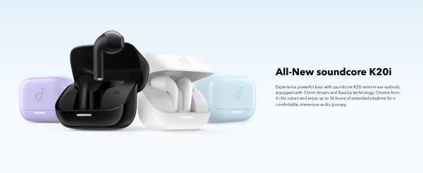 【Anker Official】 soundcore K20i - Black, Deep Bass, Touch Control, IPX5 Waterproof, Sports Earphones,