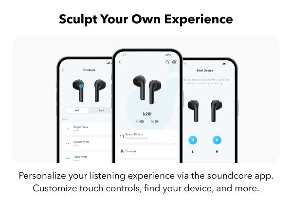 【Anker Official】 soundcore K20i - Black, Deep Bass, Touch Control, IPX5 Waterproof, Sports Earphones,