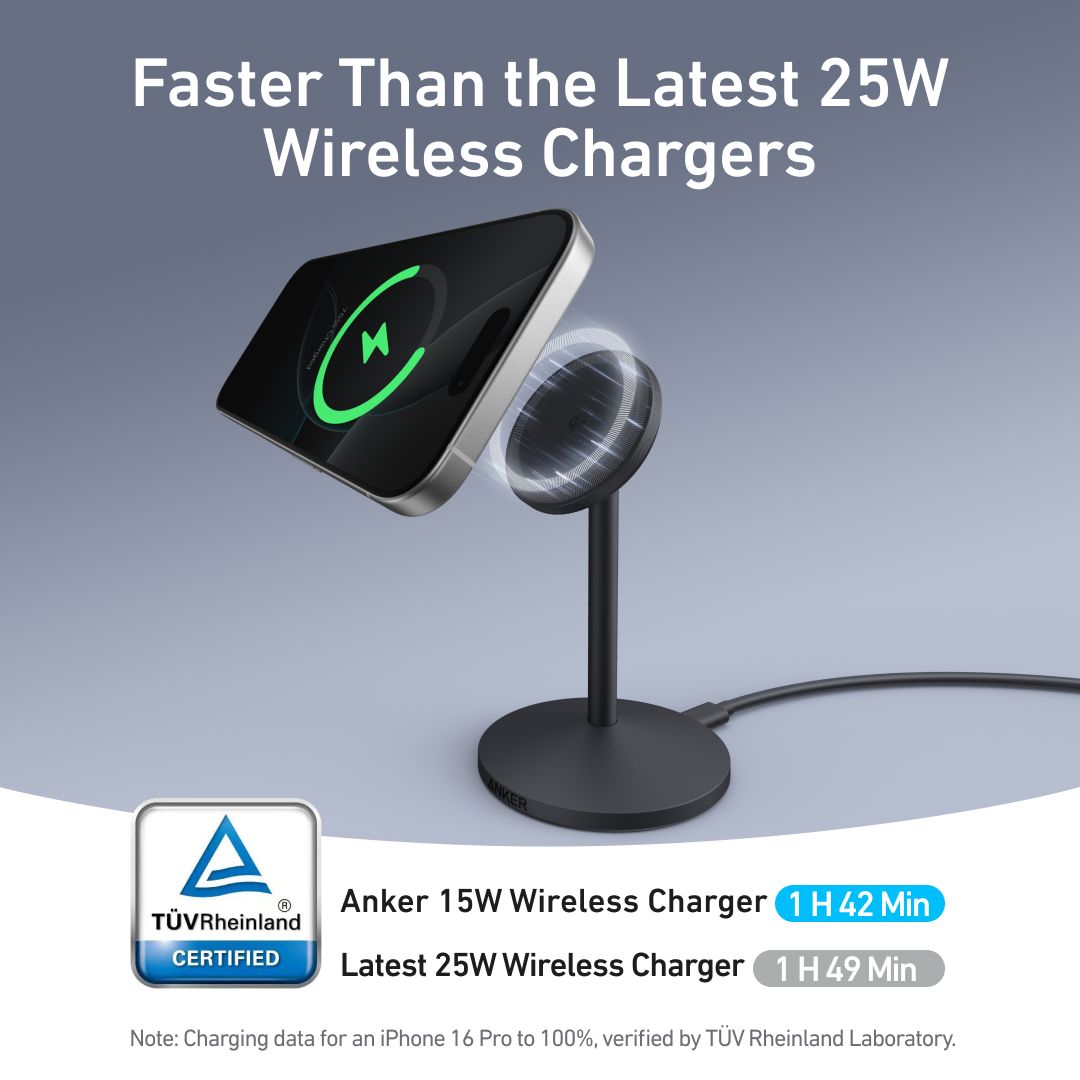 [Exclusive deal]  Anker MagGo Wireless Charger (Stand) -  MagSafe Compatible Fast Charging Dock for iPhone with Adjustable Angle