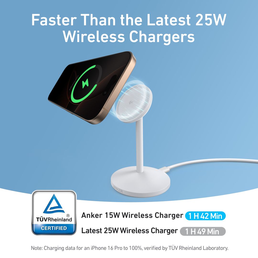 [Exclusive deal]  Anker MagGo Wireless Charger (Stand) -  MagSafe Compatible Fast Charging Dock for iPhone with Adjustable Angle