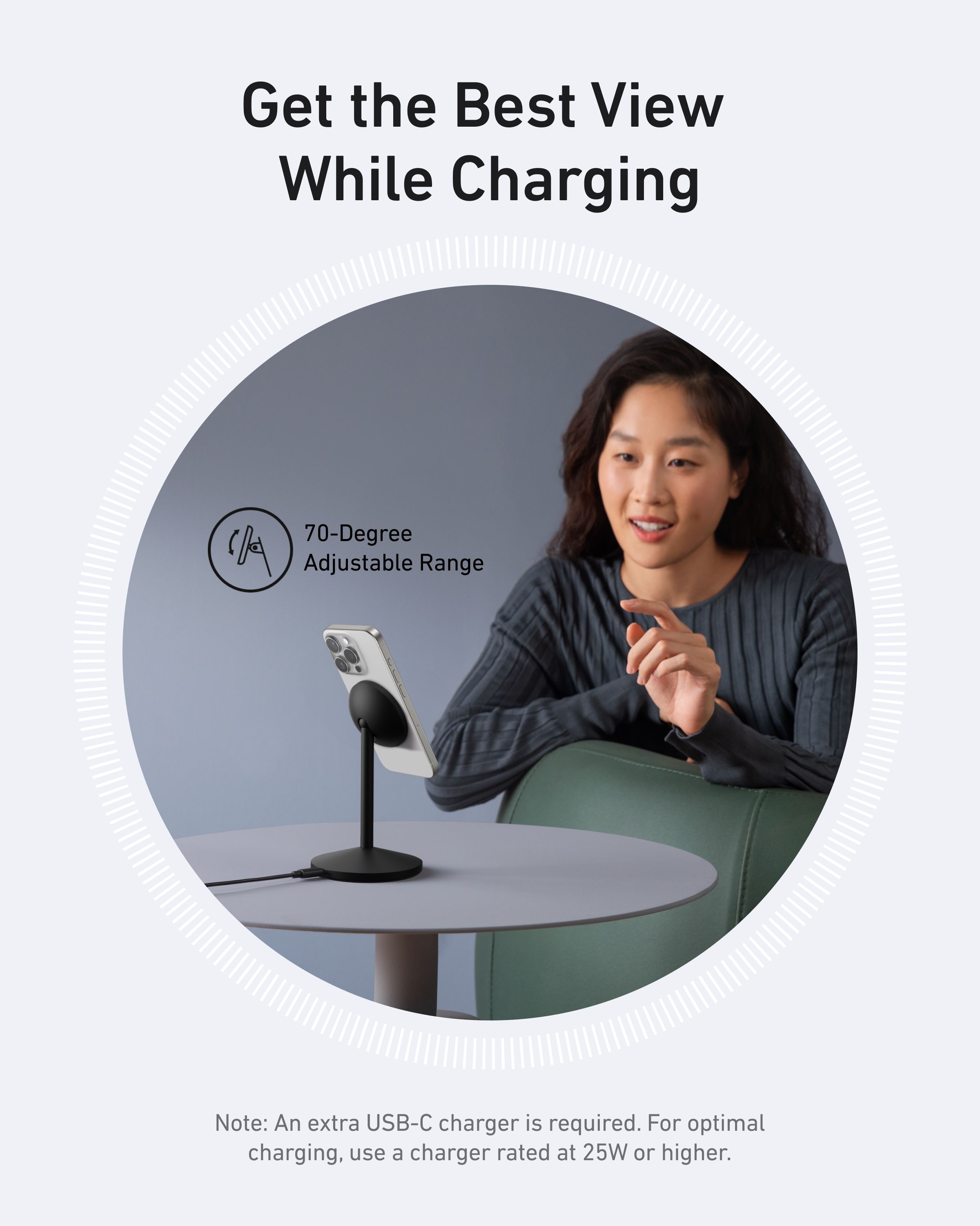 [Exclusive deal]  Anker MagGo Wireless Charger (Stand) -  MagSafe Compatible Fast Charging Dock for iPhone with Adjustable Angle