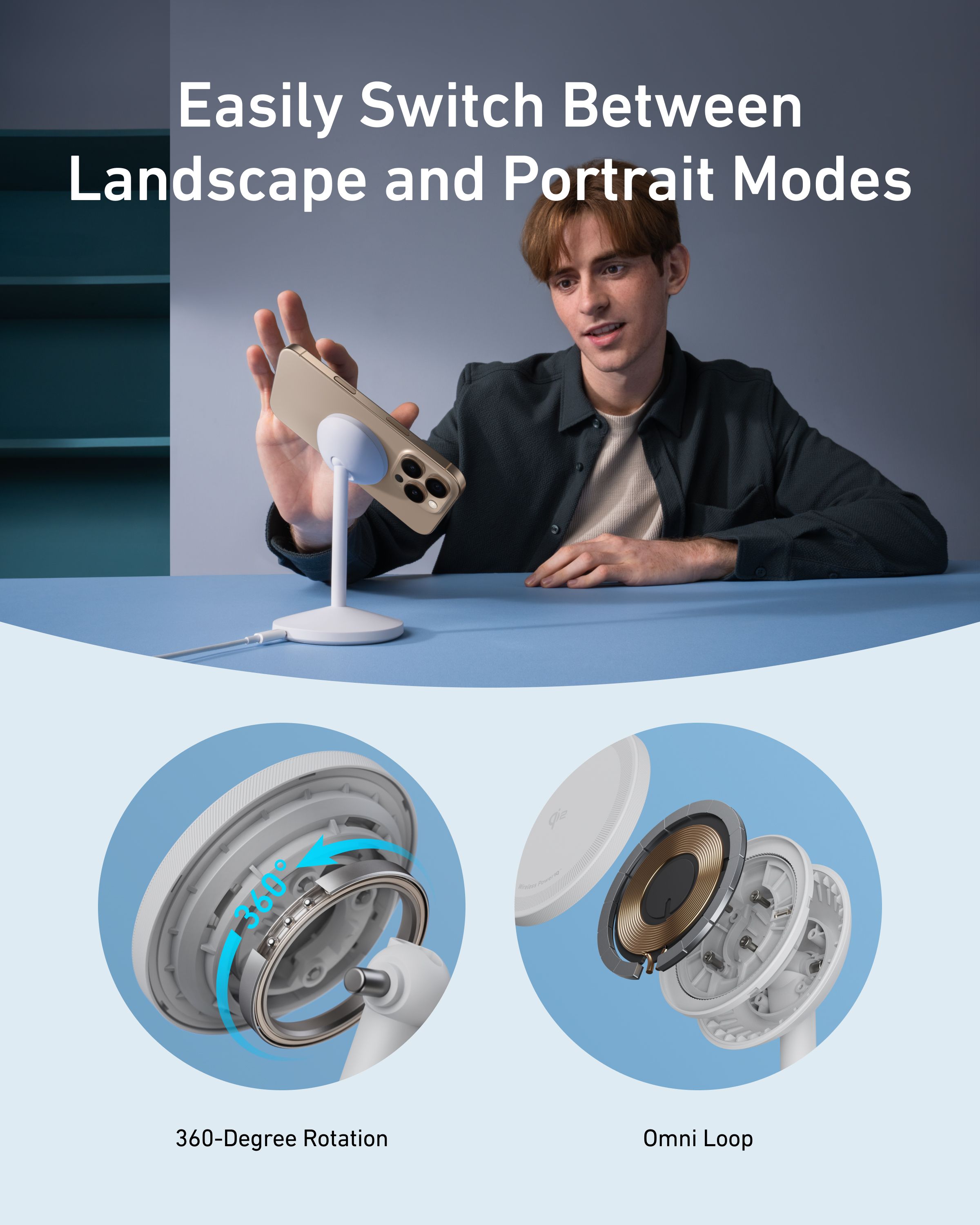 [Exclusive deal]  Anker MagGo Wireless Charger (Stand) -  MagSafe Compatible Fast Charging Dock for iPhone with Adjustable Angle