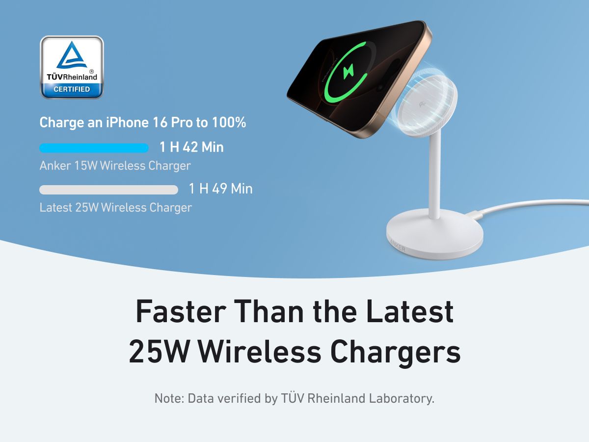 [Exclusive deal]  Anker MagGo Wireless Charger (Stand) -  MagSafe Compatible Fast Charging Dock for iPhone with Adjustable Angle