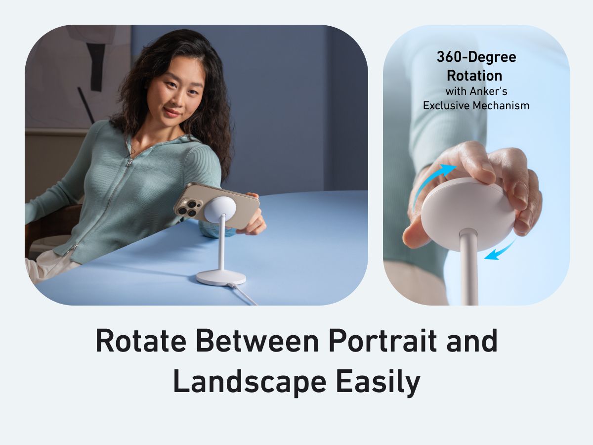 [Exclusive deal]  Anker MagGo Wireless Charger (Stand) -  MagSafe Compatible Fast Charging Dock for iPhone with Adjustable Angle