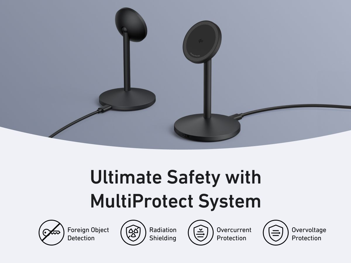 [Exclusive deal]  Anker MagGo Wireless Charger (Stand) -  MagSafe Compatible Fast Charging Dock for iPhone with Adjustable Angle