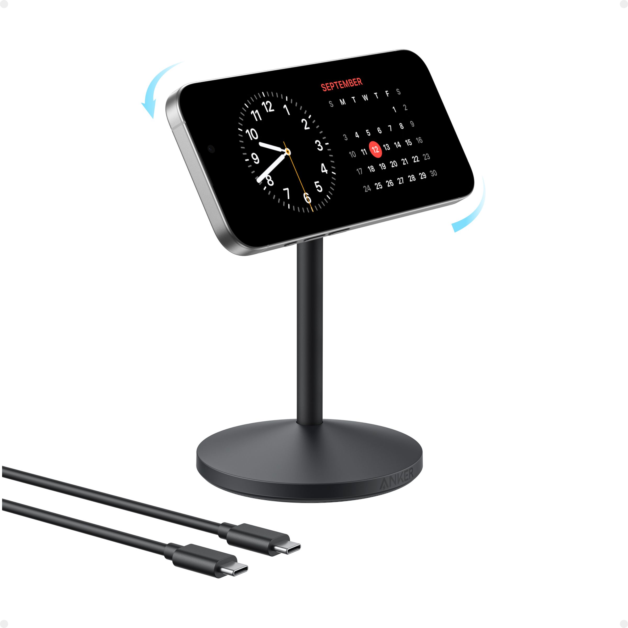 [Exclusive deal]  Anker MagGo Wireless Charger (Stand) -  MagSafe Compatible Fast Charging Dock for iPhone with Adjustable Angle