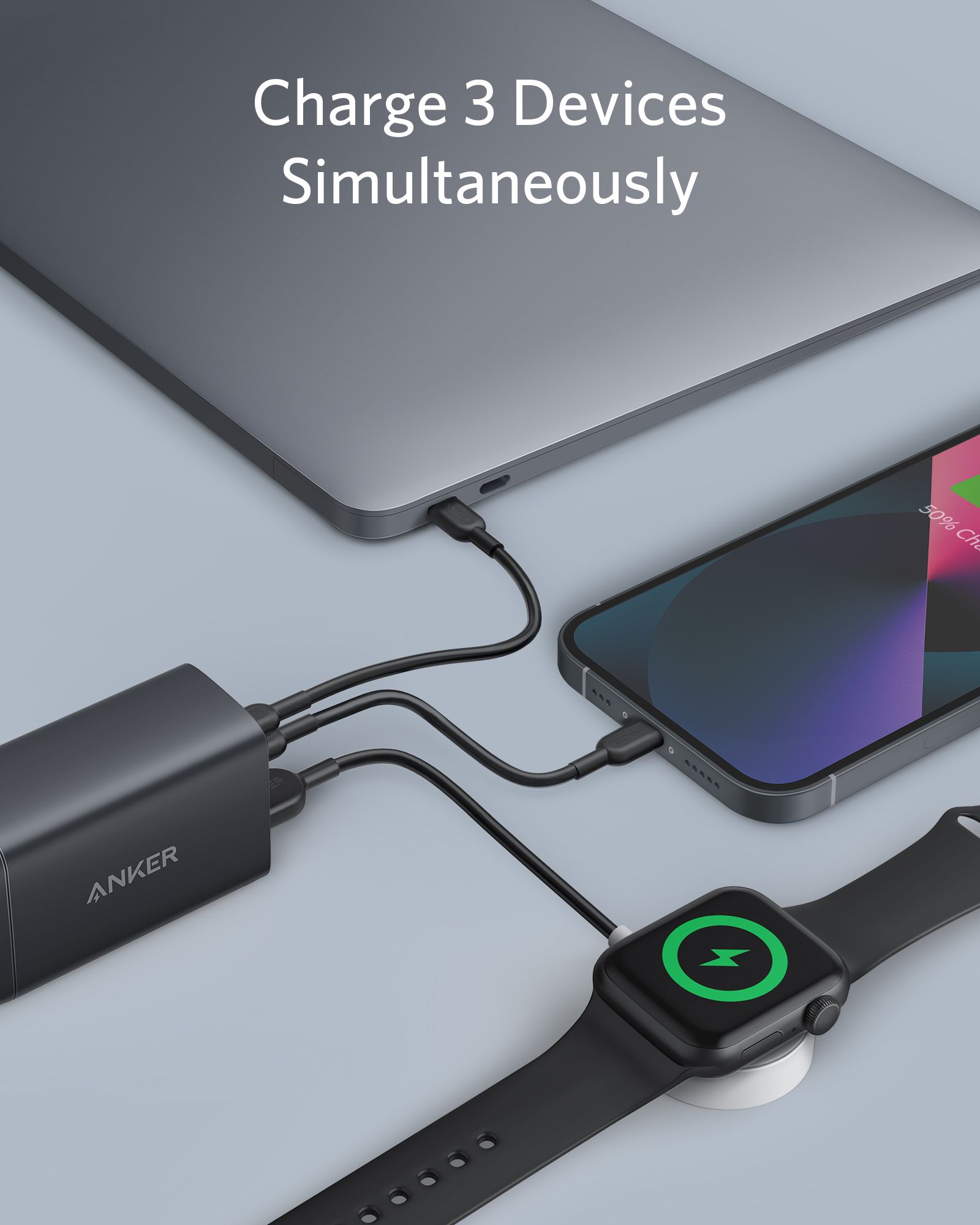 【Anker Official】  Anker PowerPort Ill 3-Port 65W Elite - Black High-Speed Charging Multiple Ports GaN Technology