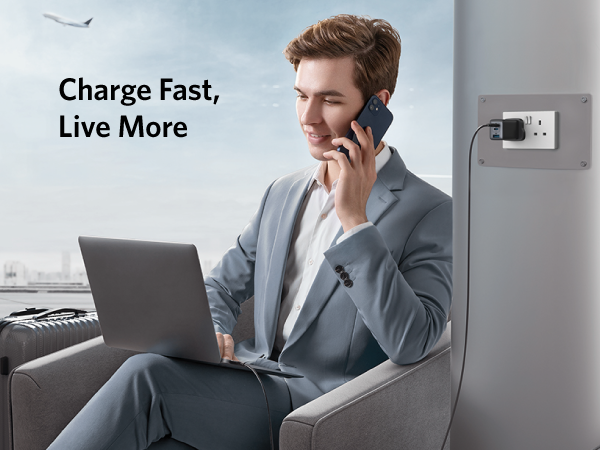 【Anker Official】  Anker PowerPort Ill 3-Port 65W Elite - Black High-Speed Charging Multiple Ports GaN Technology