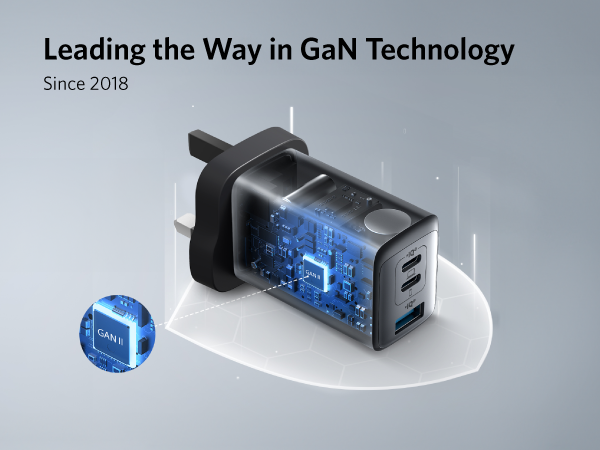 【Anker Official】  Anker PowerPort Ill 3-Port 65W Elite - Black High-Speed Charging Multiple Ports GaN Technology