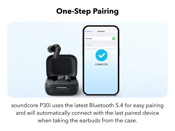 [Exclusive deal] soundcore P30i - Black Deep Bass ,Bluetooth 5.4, Long Battery, Dual Device Pairing, Mic ,  45H Playtime, Compact Case, Fast Charge, IPX5 ,Clear Calls