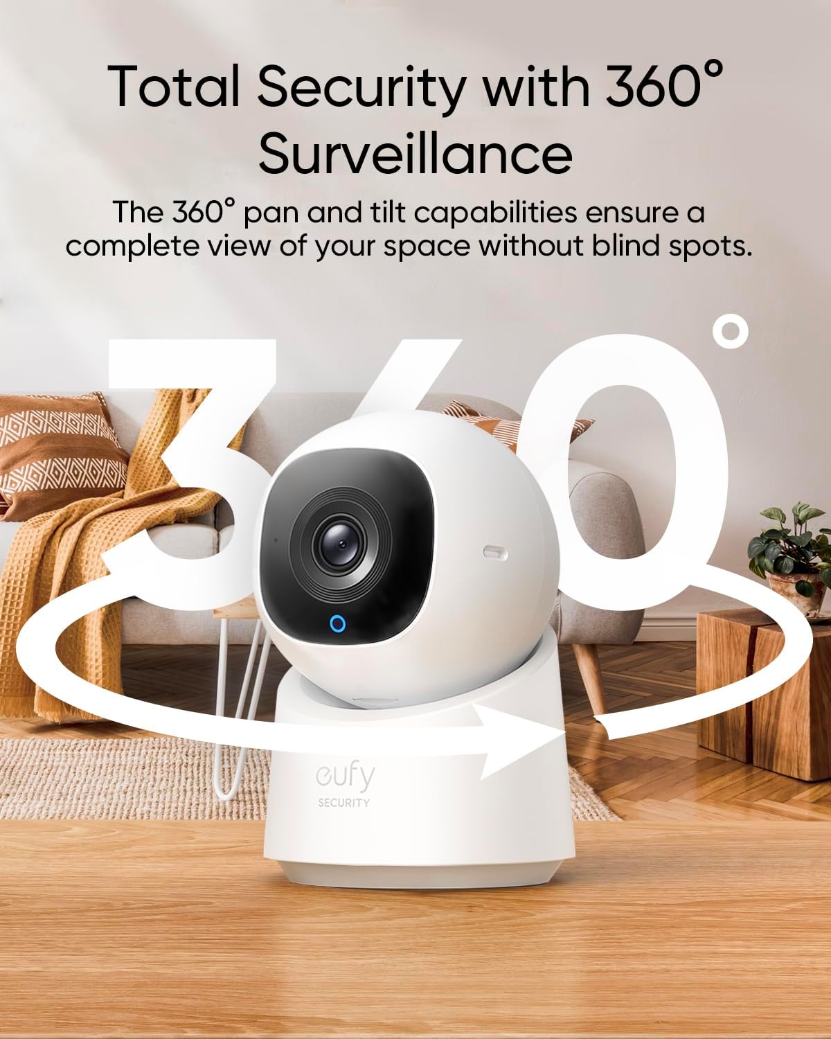 【Anker Official】Eufy Security Indoor Cam C220, Home Security Camera, 2K Resolution with 360° Pan and Tilt, Plug-in  Indoor Camera, Only Supports  Wi-Fi, Human/Motion Al, Night Vision, HB3 Compatible