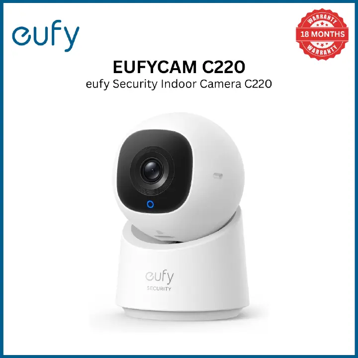 【Anker Official】Eufy Security Indoor Cam C220, Home Security Camera, 2K Resolution with 360° Pan and Tilt, Plug-in  Indoor Camera, Only Supports  Wi-Fi, Human/Motion Al, Night Vision, HB3 Compatible