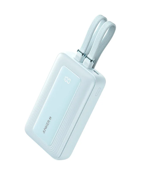 [New Arrival] ANKER POWER BANK (1OK,3OW, BUILT-IN USB-C+LIGHTNING CABLE)  Digital display for battery status,compact desigh,multi- device charging, portable charger