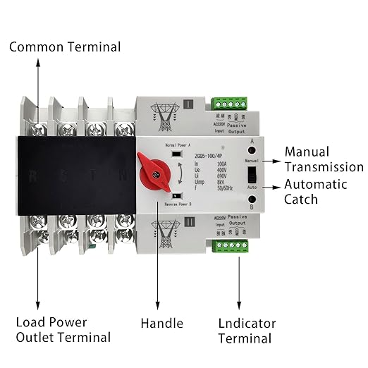 Dual Power Automatic Transfer Switch 4P 63A 220V Changeover Switch Automatic Transfer Switch Dual Power Toggle Controller Dual Electronic Power Circuit Breaker