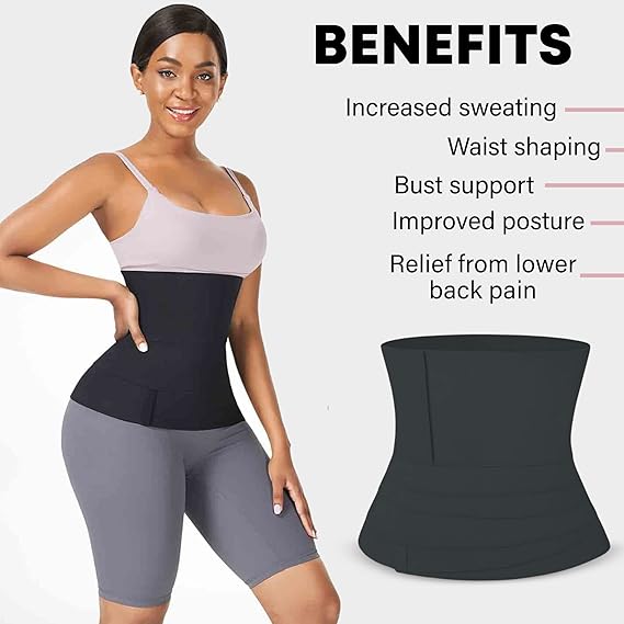 Soo slick Waist Trainer for Women Lower Belly Fat - Bandage Wrap Sauna Belt Compression Tummy Control Belt Plus Size Snatch Me Up Bandage Wrap Waist Trimmer Black