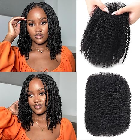 Afro Kinky Human Hair Bulk 100g/Pack Natural Black 100% Human Hair Soft 4C Afro Kinky Bulk Human Hair for Locs Extensions/Twists/Braids Can Dye and Bleach (Natural Black , 8 Inch), 8 Inch)