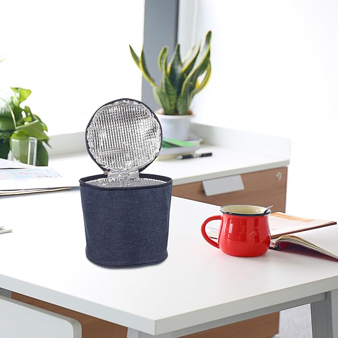 Round Thermal Casserole Carrier Insulated Lunch Cooler Bag Pie Carrier for Potluck Work Picnic Thermal Bag for Hot/Cold Food 5.4x5.4inch