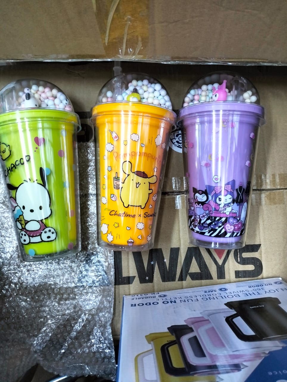 Creative New Summer Plastic Cup Double Layer Crushed Ice Cup Cute Cartoon Sanrio Straw Water Cup