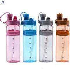 Square Shaped 700 Ml Plastic Drinking Water Bottle With Straw And Little Mouth