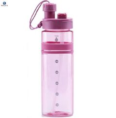 Square Shaped 700 Ml Plastic Drinking Water Bottle With Straw And Little Mouth